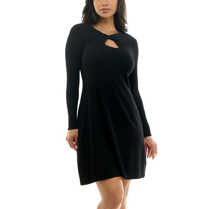 Womens Nina Leonard Aline Sweater Dress Black Product Image