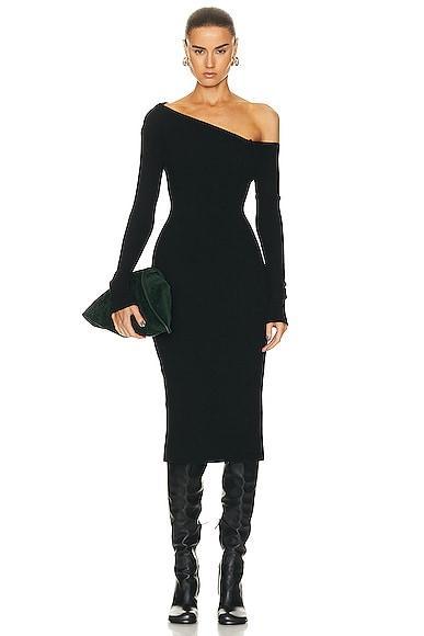 Enza Costa Knit One-shoulder Dress in Brown. Size S, XS. Product Image