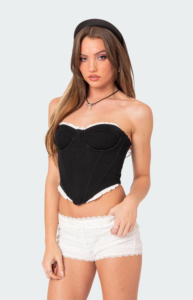 Edikted Women's Tempting Textured Ruffle Corset Product Image