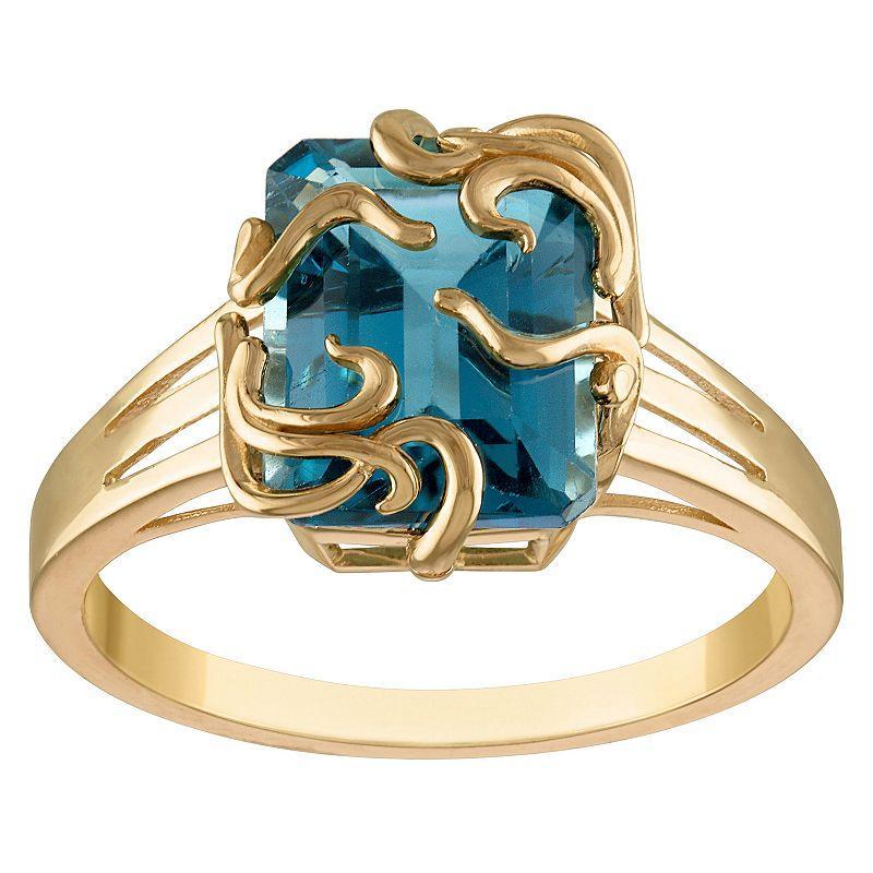 Tiara 10k Gold London Blue Topaz Medusa Ring, Womens Product Image