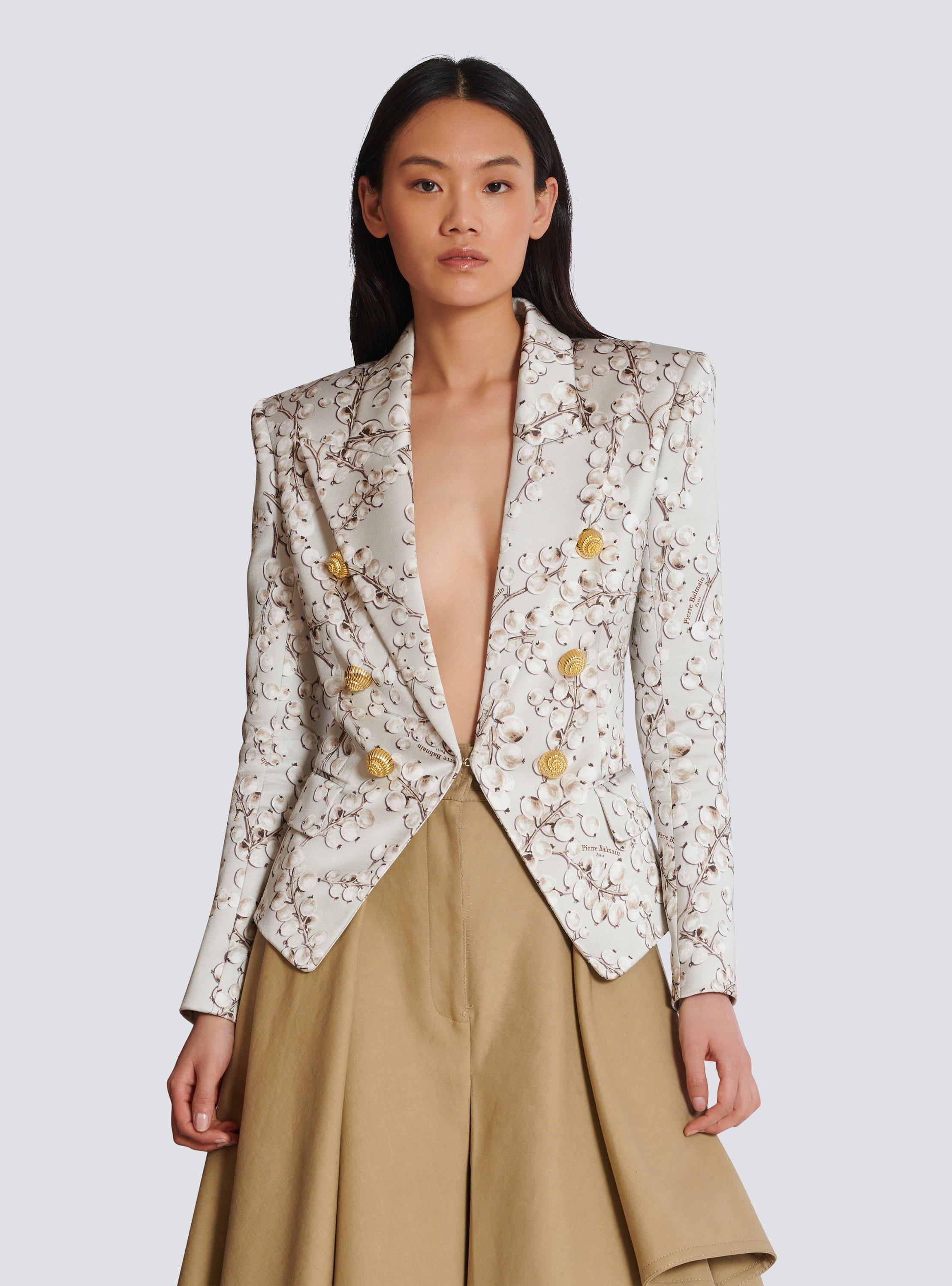 6-button satin jacket with Redcurrant print Product Image