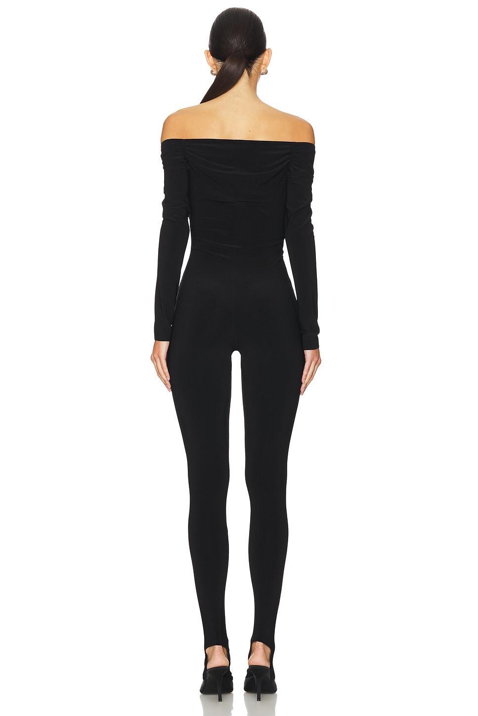 Off Shoulder Sweetheart Catsuit With Footie Norma Kamali Product Image