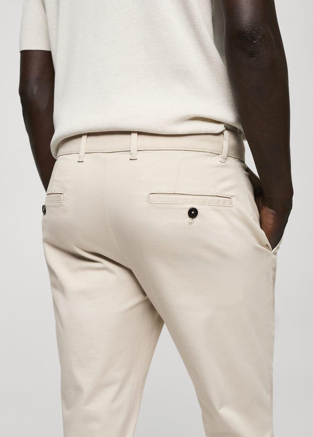 Mango Mens Cotton Tapered Crop Pants - Light Product Image