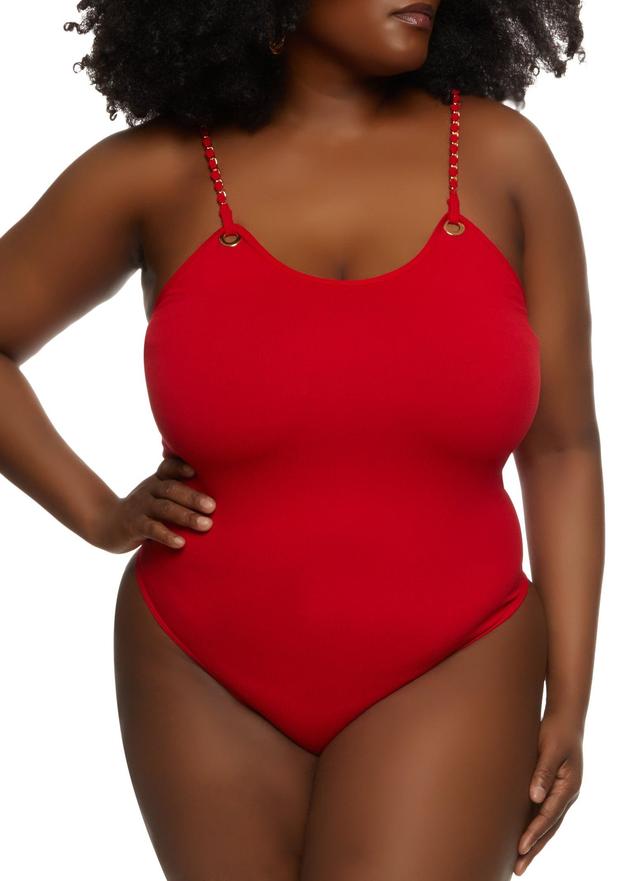 Womens Plus Size Body Contour Chain Strap Cami Bodysuit Product Image