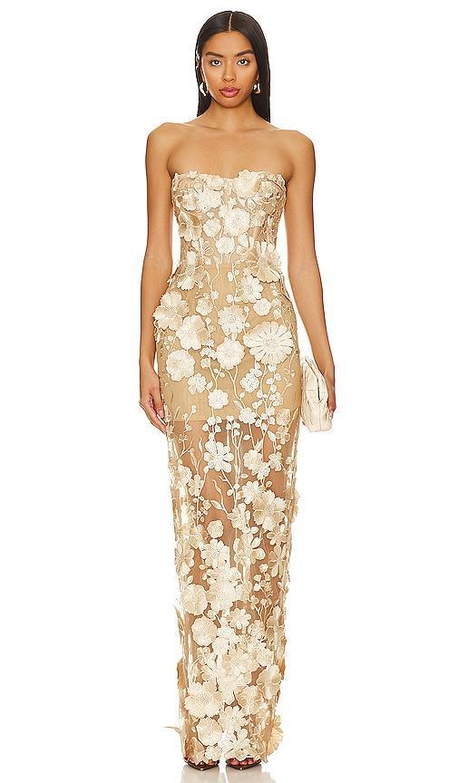 Bronx and Banco Jasmine Maxi Dress in Cream. Product Image