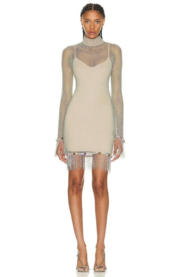 Hand-beaded Rhinestone Netted Mini Dress Product Image