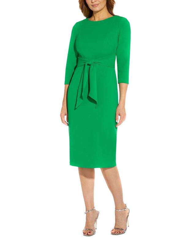 Adrianna Papell Tie Waist Crepe Sheath Dress Product Image