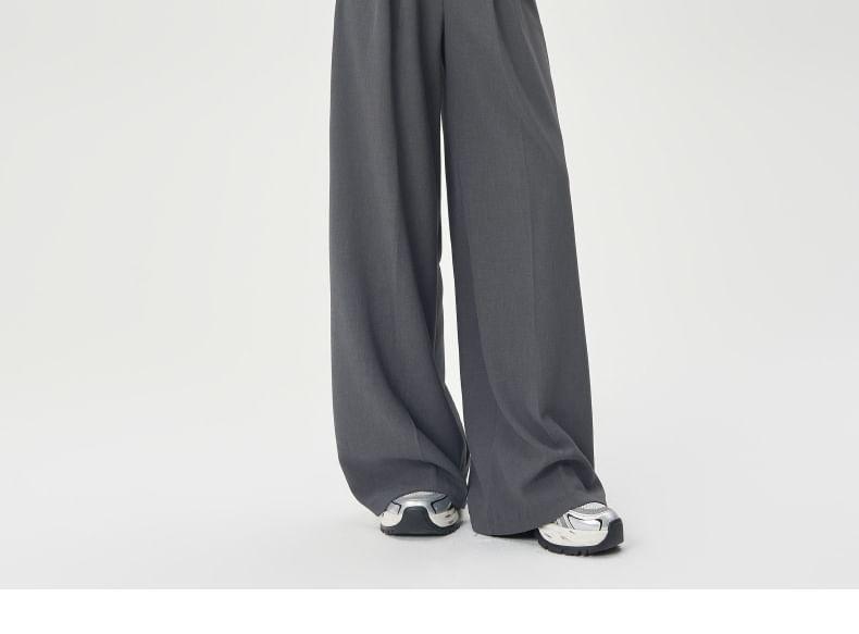 High Rise Plain Wide Leg Pants Product Image