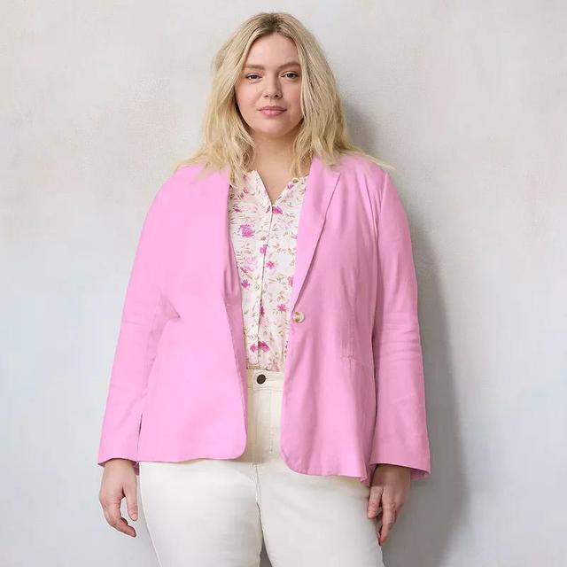 Plus Size LC Lauren Conrad Notched Collared Bell Sleeve Blazer Jacket, Womens Product Image