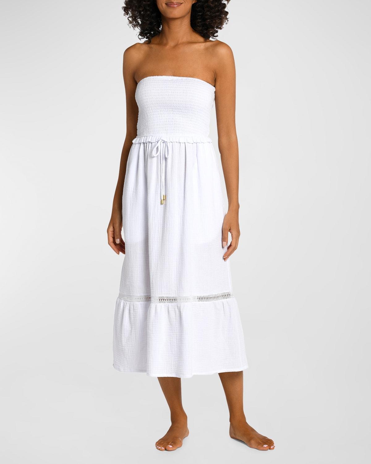 La Blanca Seaside Strapless Cotton Gauze Cover-Up Dress Product Image