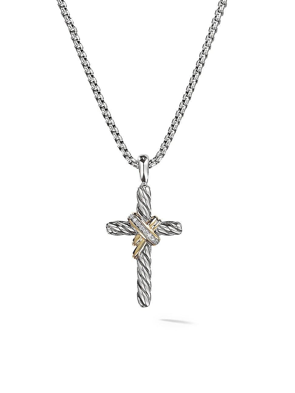 Womens Cable Collectibles X Crossover Cross With Diamonds & 14K Yellow Gold On Chain Product Image