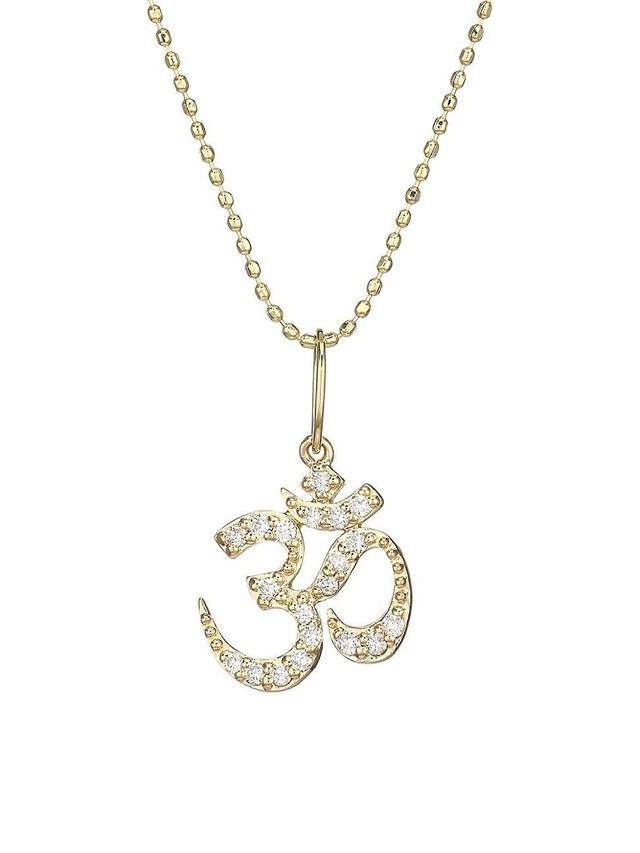 Womens 14K Gold & Diamond Om Pendant Necklace Product Image