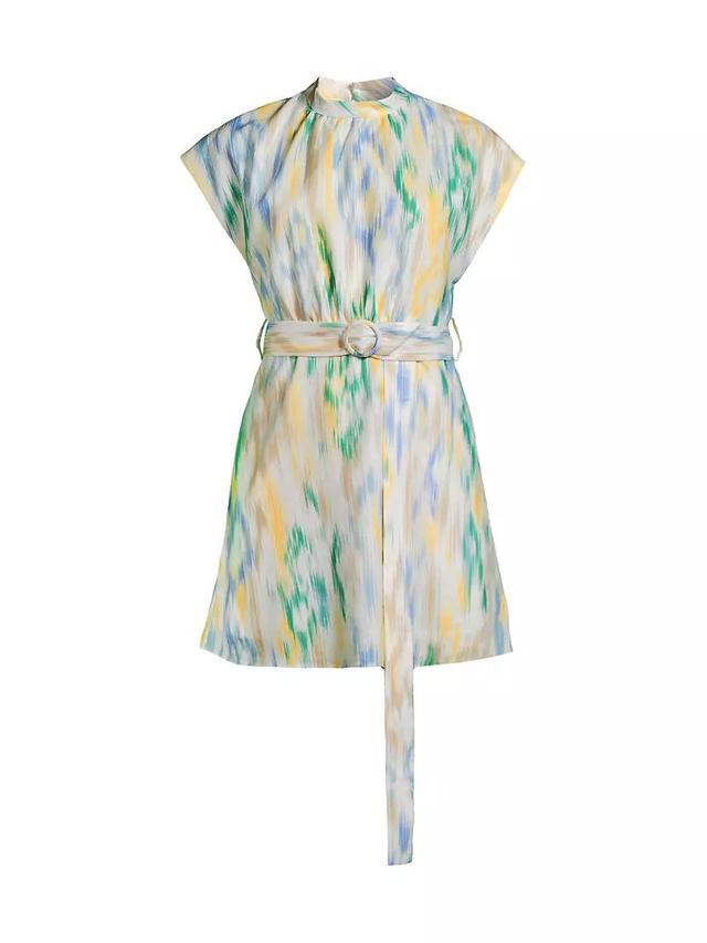 Ikat-Inspired Linen-Blend Belted Minidress Product Image