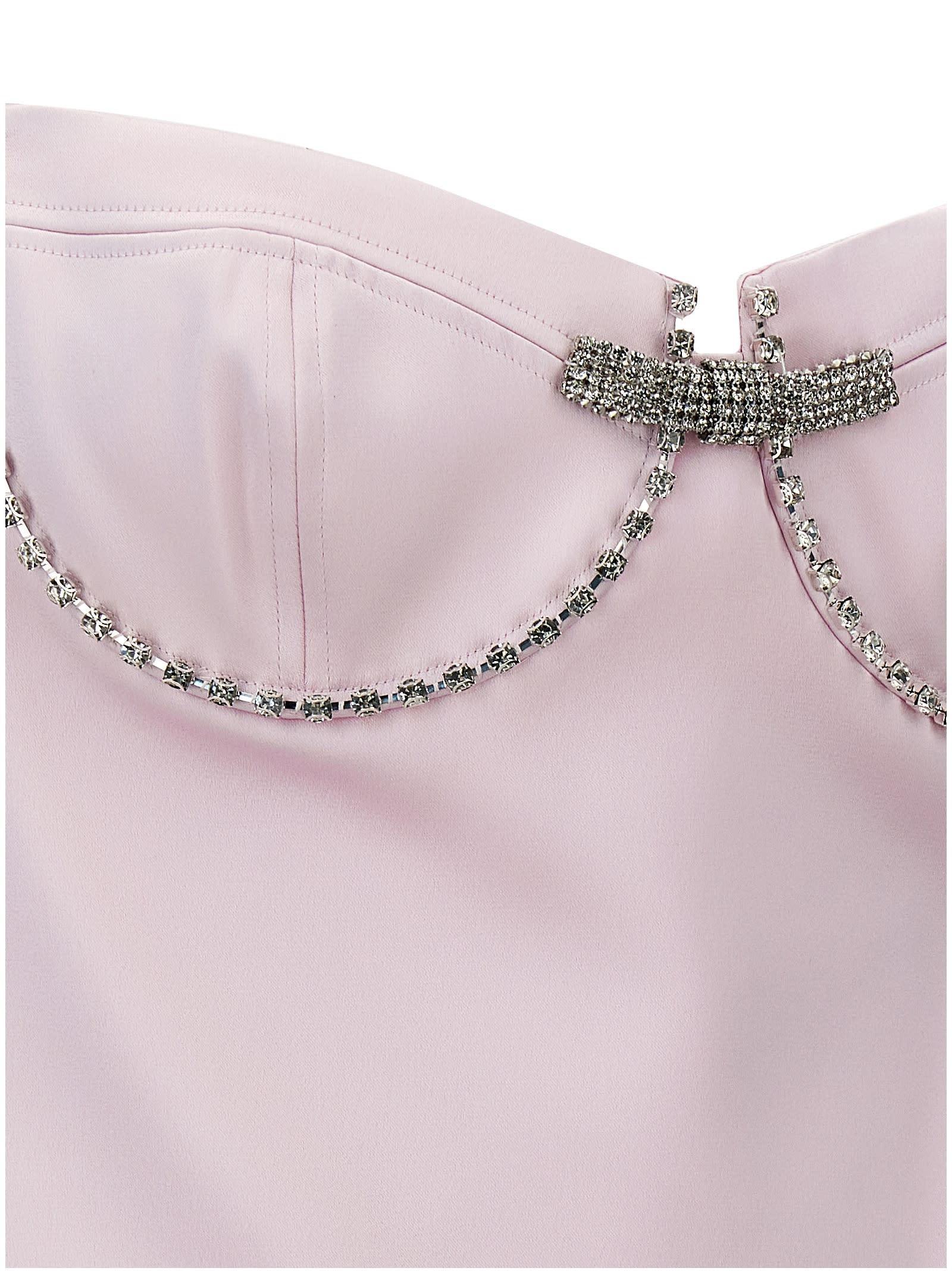 Pink Satin Diamante Mini Dress Product Image