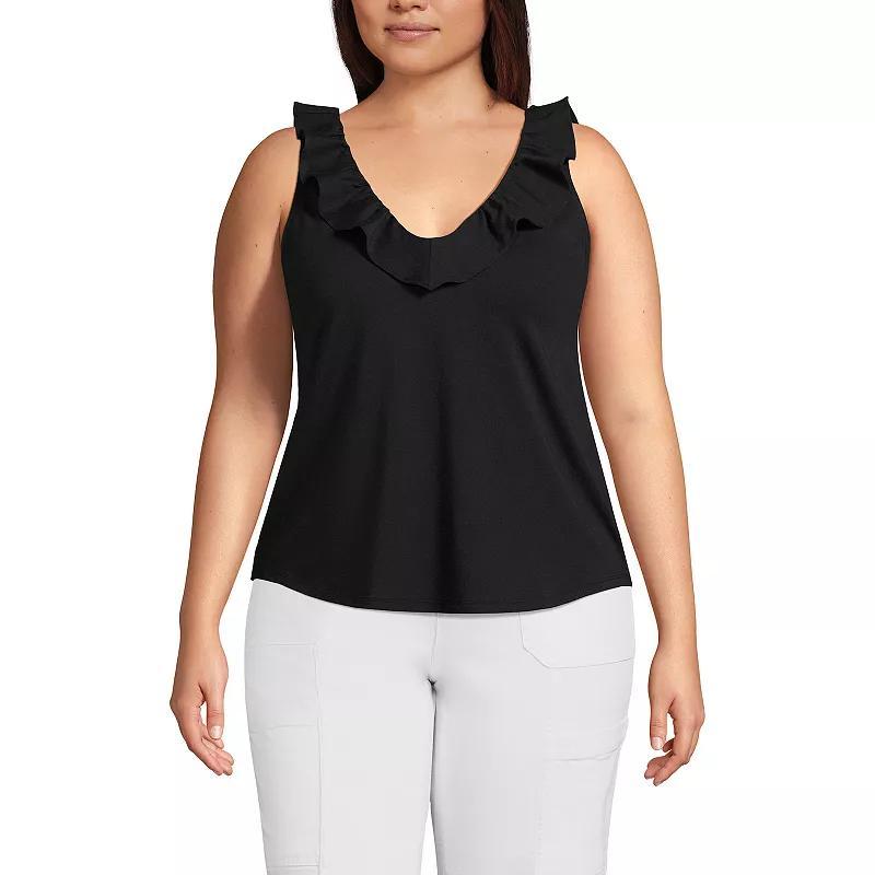 Plus Size Lands End Jersey Ruffle Tank, Womens Product Image