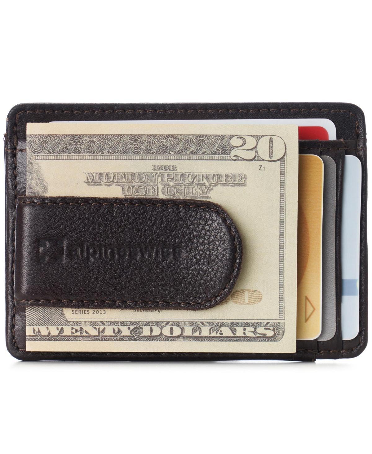 Alpine Swiss Mens Rfid Money Clip Leather Minimalist Wallet Card Case Id Window - Tan Product Image