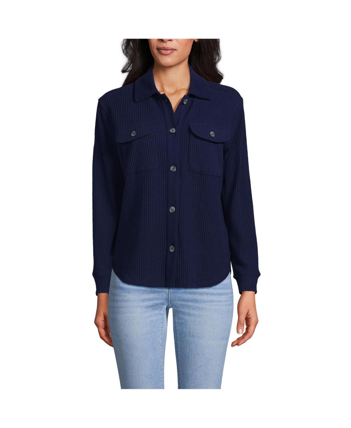 Lands End Womens Waffle Relaxed Long Sleeve Shirt Jacket Product Image