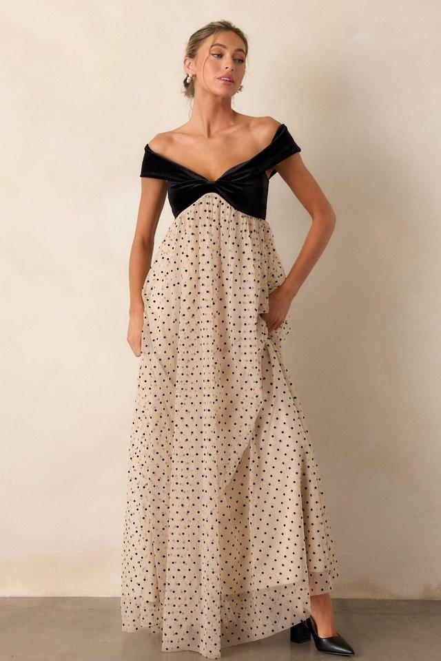 Thank You & Goodbye Light Beige Polka Dot Maxi Dress Product Image