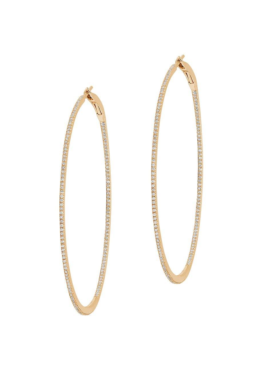 Womens Graphique 18K Yellow Gold & Diamond Large Hoop Earrings Product Image