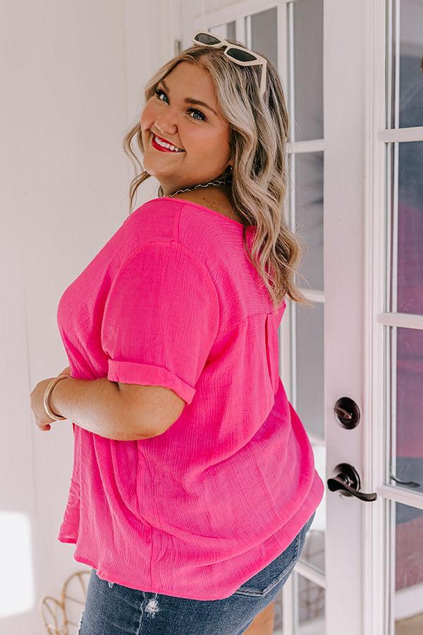 Coastal Breeze Shift Top in Hot Pink Curves Product Image