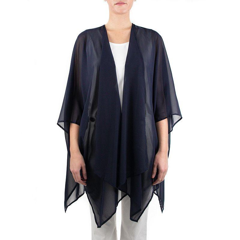 Womens Nina Leonard Floral Open-Front Kimono, Blue Product Image