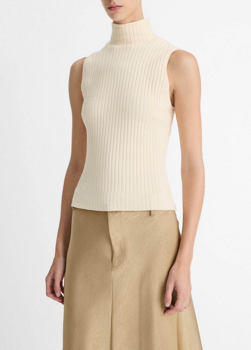 Ribbed Cotton-Blend Turtleneck Top Product Image