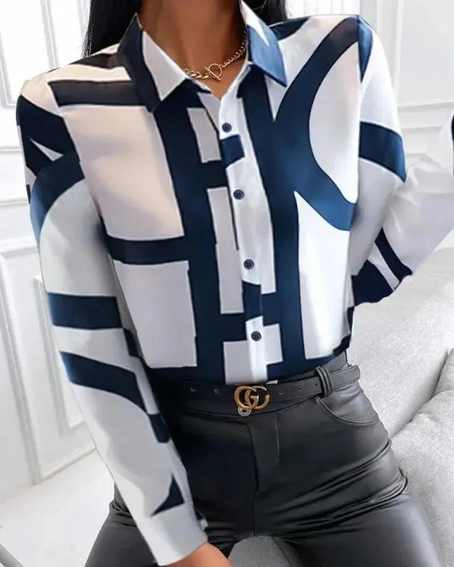 Olivia Mark – Creative Print Long Sleeve Shirt Product Image