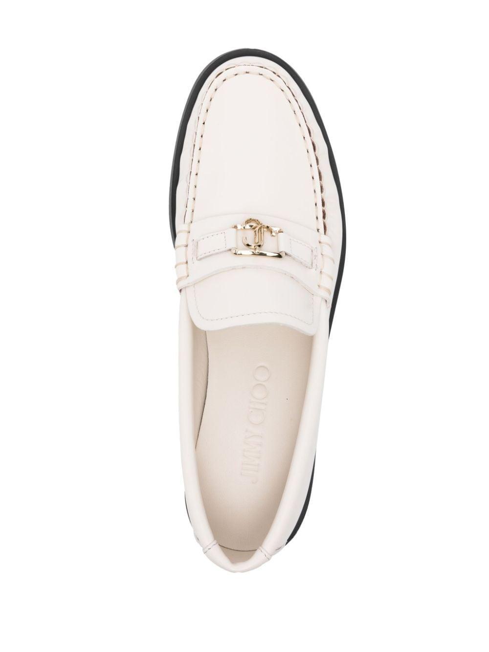 Addie Leather Loafers In White Product Image