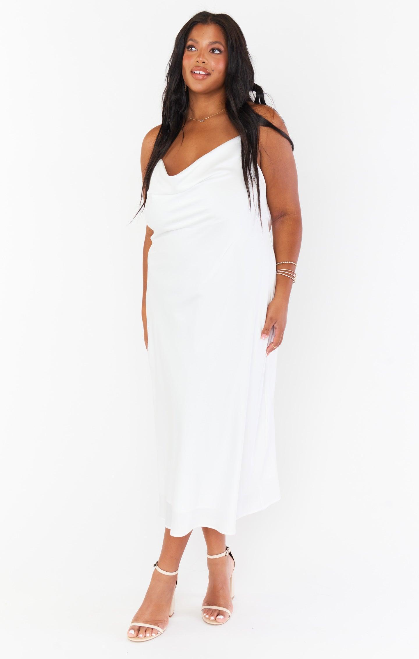 Verona Cowl Dress ~ Ivory Luxe Satin Product Image