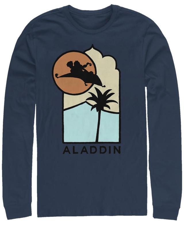 Disneys Aladdin Mens Pop Art Long Sleeve Graphic Tee Blue Product Image