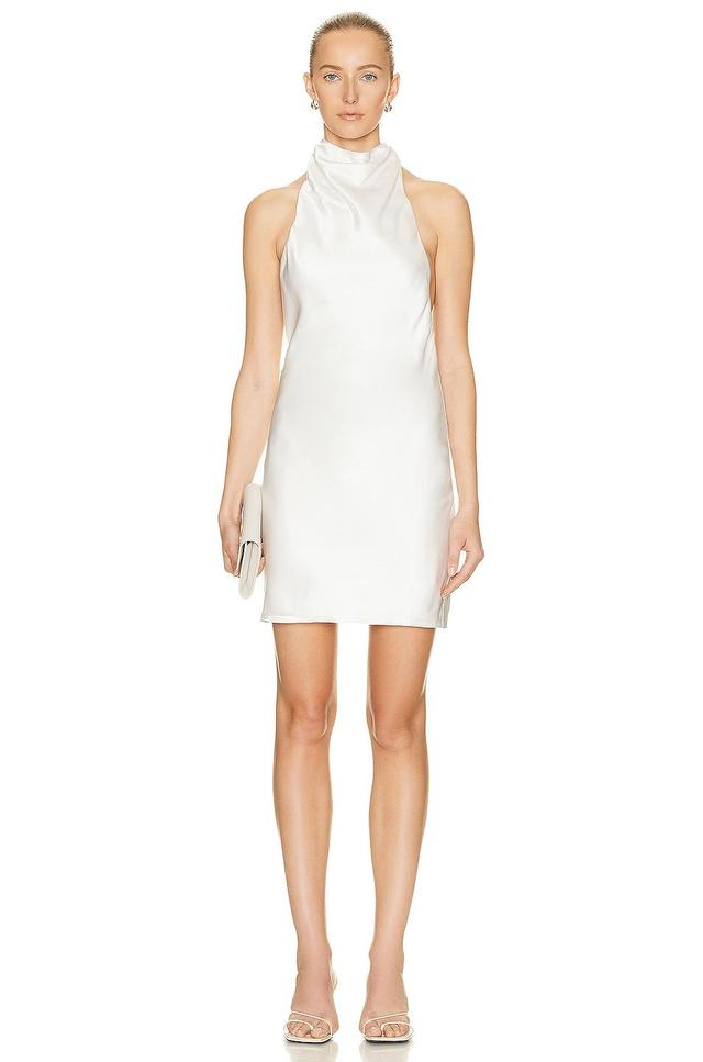 AEXAE Silk Mini Dress in White - Ivory. Size L (also in M, XL). Product Image