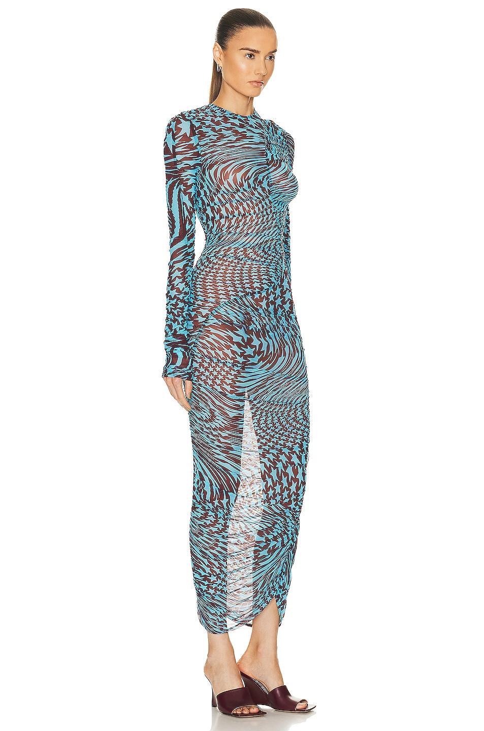 Mugler Printed Mesh Midi Dress Teal. (also in ). Product Image