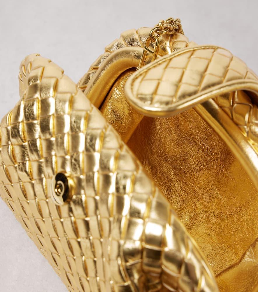 BOTTEGA VENETA Lauren 1980 Small Intrecciato Leather Clutch In Gold / Muse Brass Product Image