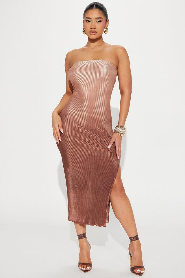 Ombre Effect Midi Dress - Brown/combo Product Image