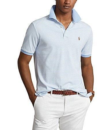 Polo Ralph Lauren Classic Fit Striped Soft Cotton Polo Shirt Bell/ White) Men's Clothing Product Image