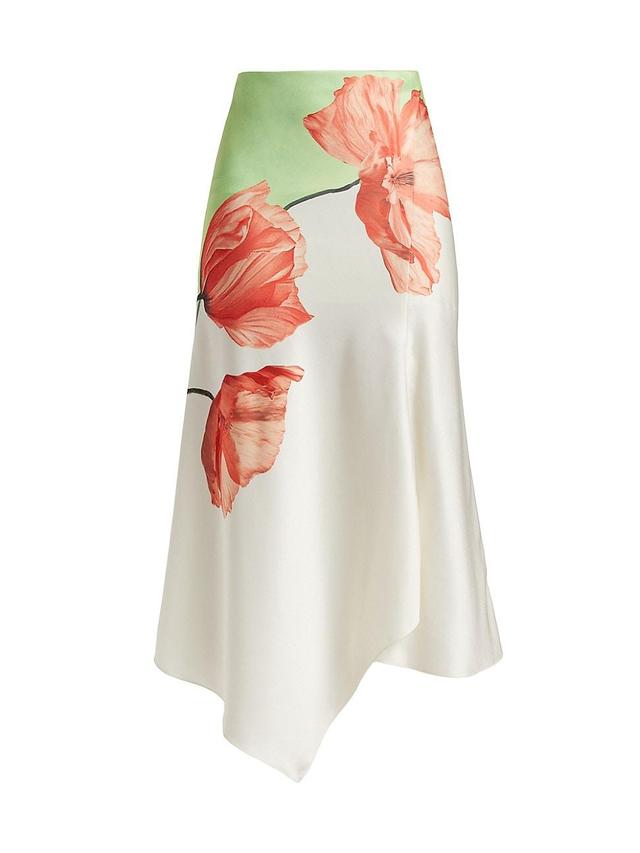 Womens Harmony Floral Satin Midi-Skirt Product Image