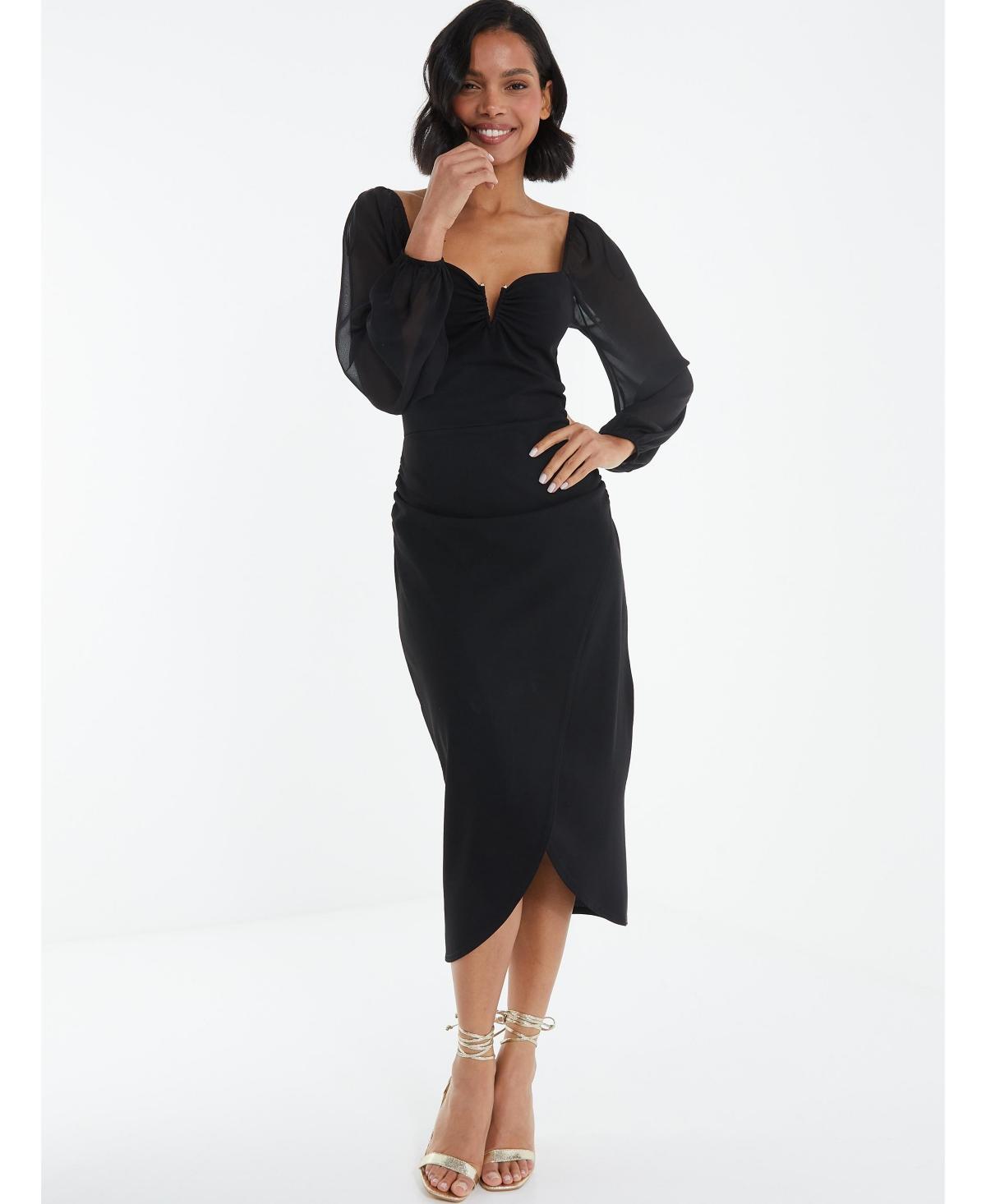 Quiz Womens Long Sleeve Midi Dress Product Image