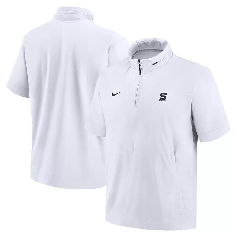 Nike Mens White Clemson Tigers 2024 Sideline Coach Short Sleeve Half-Zip Hoodie Jacket - White Product Image