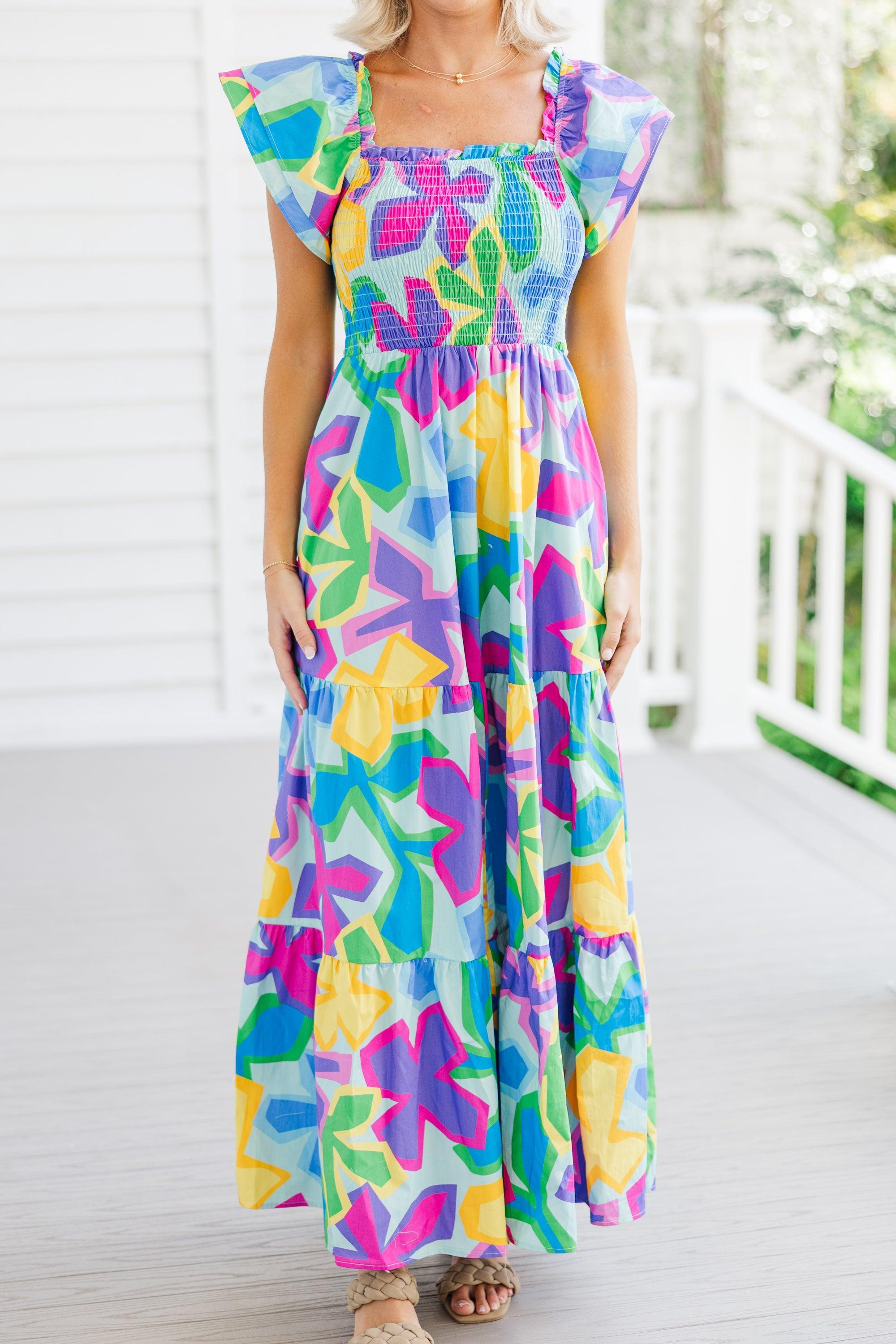 Let's Get Loud Blue Floral Maxi Dress Female Product Image