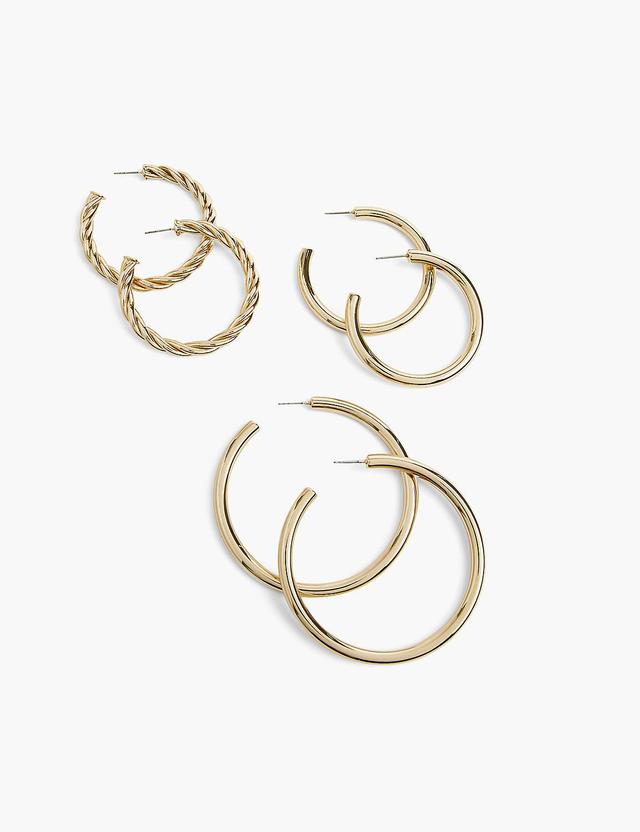 Lane Bryant Hoop Earrings 3-Pack ONESZ Gold Tone Product Image