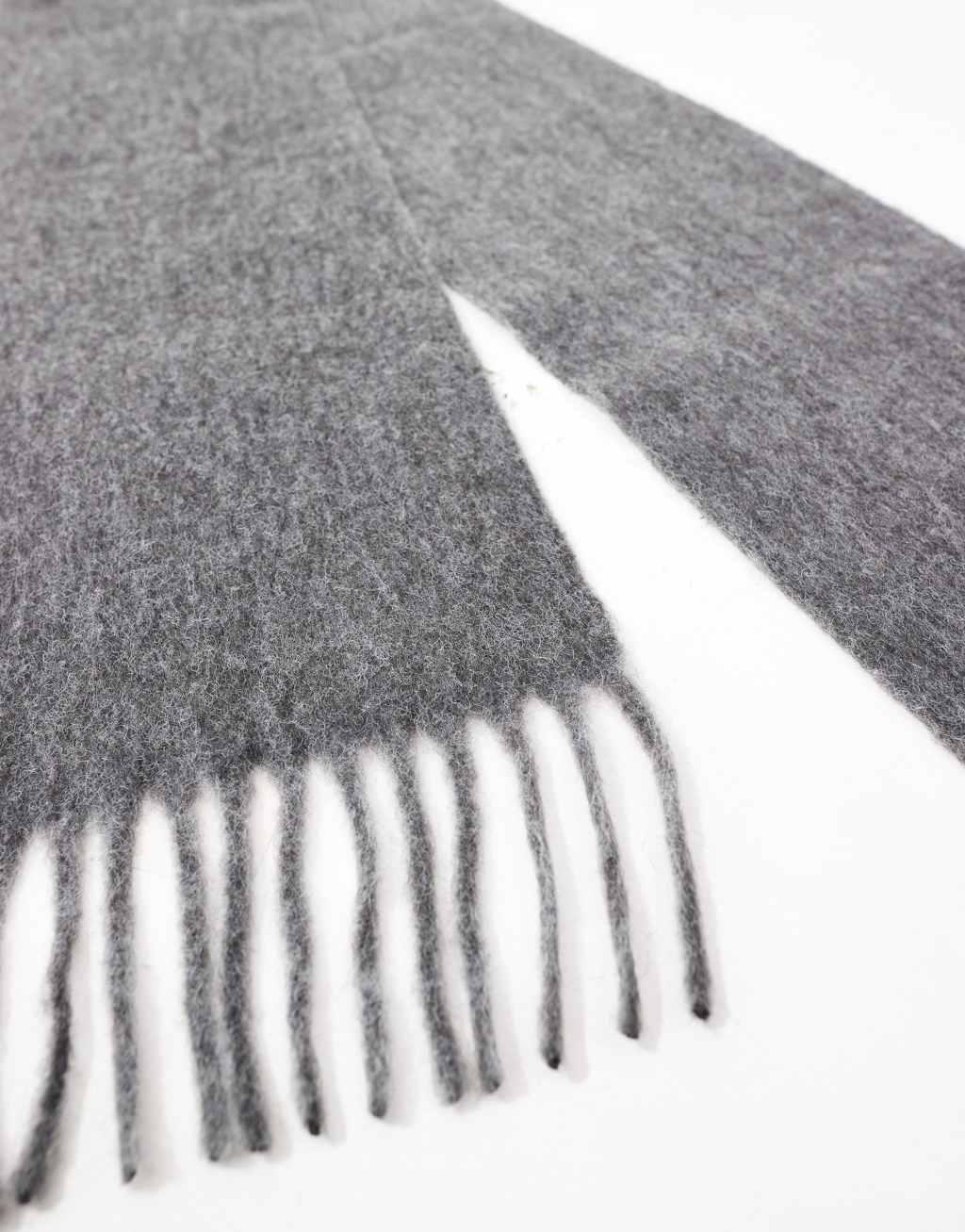 ASOS DESIGN wool mix scarf in charcoal tassel design Product Image