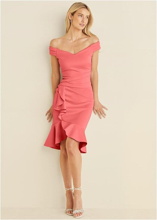 Cap Sleeve Ruffle Detail Dress Product Image