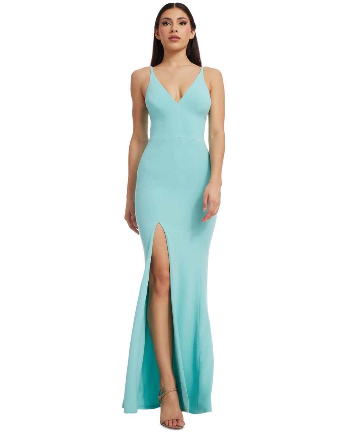 Dress the Population Iris Slit Crepe Gown Product Image