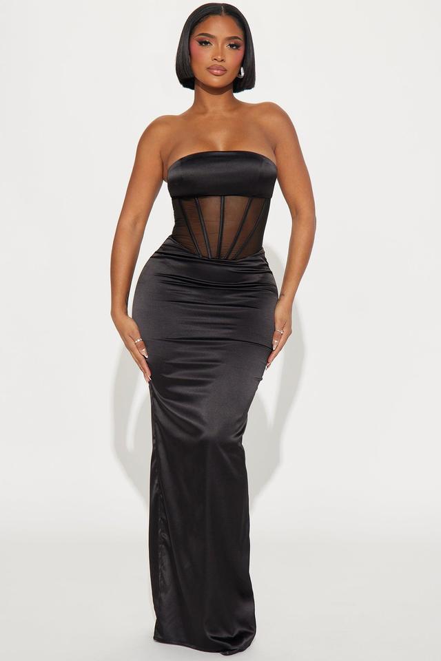 Alyssa Satin Maxi Dress - Black Product Image