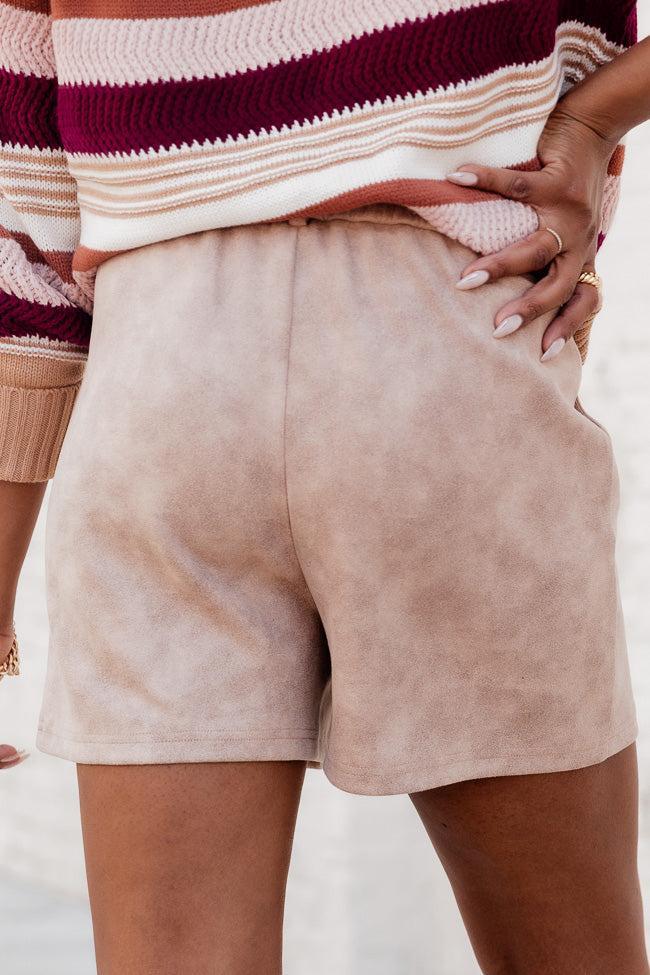 Left Me Speechless Beige Suede Shorts FINAL SALE Product Image