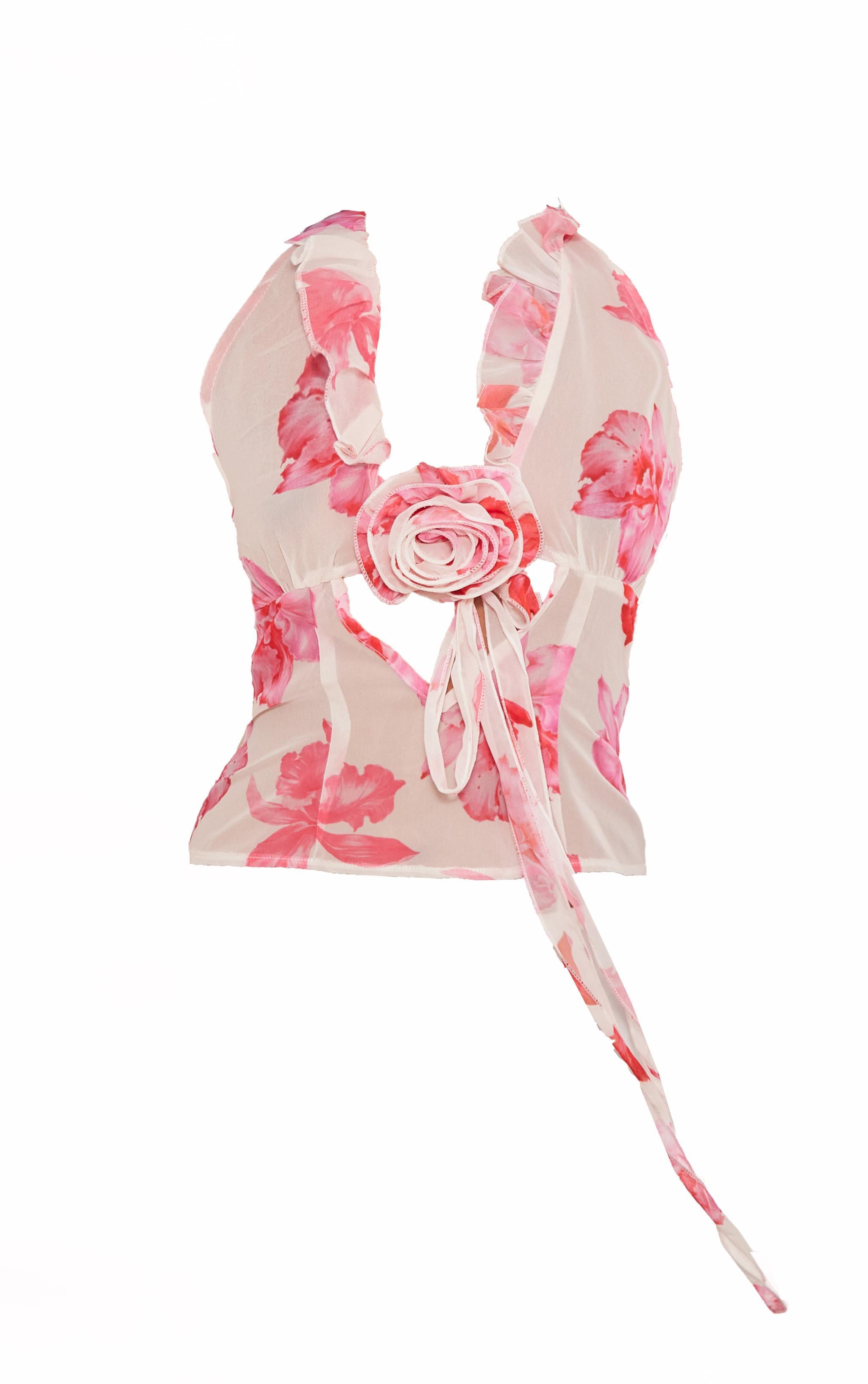 Pink Floral Corsage Halter Top Product Image