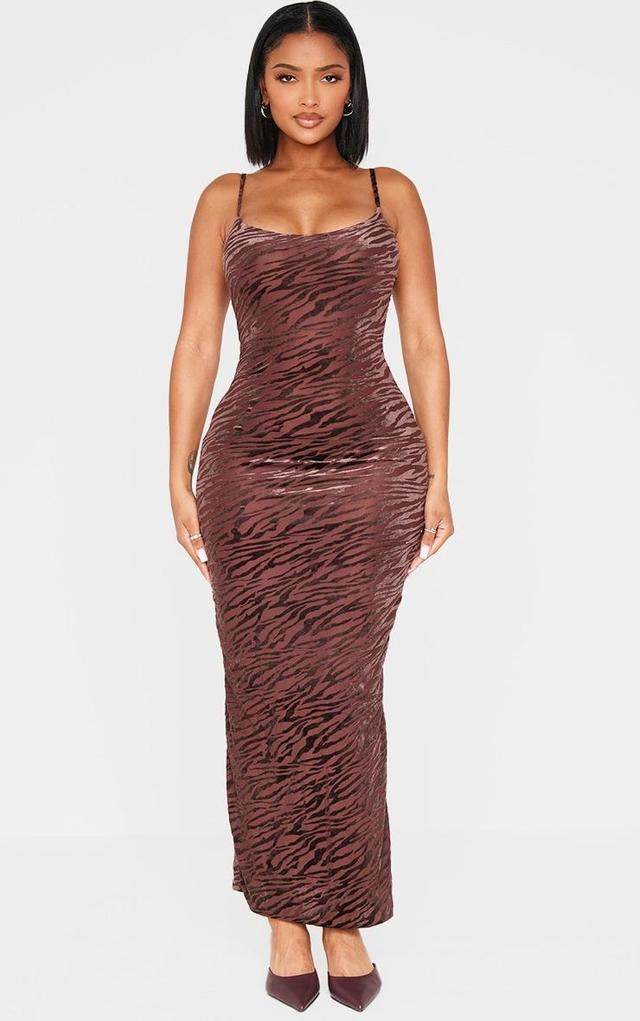 Shape Chocolate Zebra Devore Strappy Maxi Dress Product Image