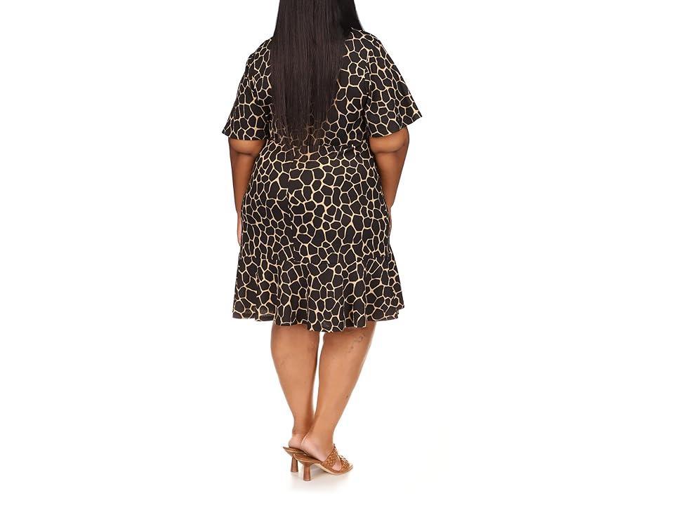 MICHAEL Michael Kors Plus Size Giraffe Flutter Mini Wrap Dress Women's Clothing Product Image