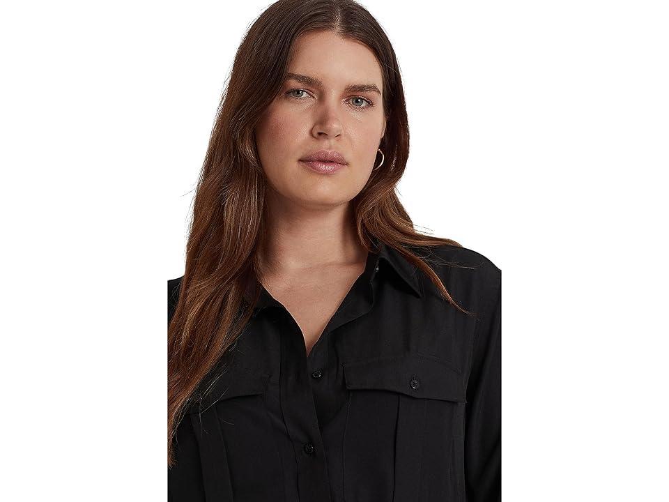 Lauren Ralph Lauren Plus Size Crepe Shirt Women's Clothing Product Image