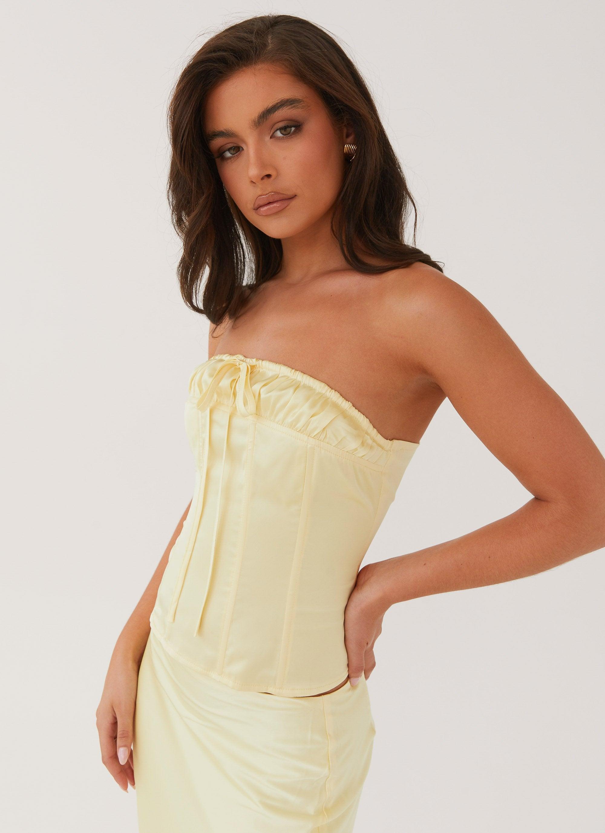 Golden Grace Bustier Top - Lemon Product Image